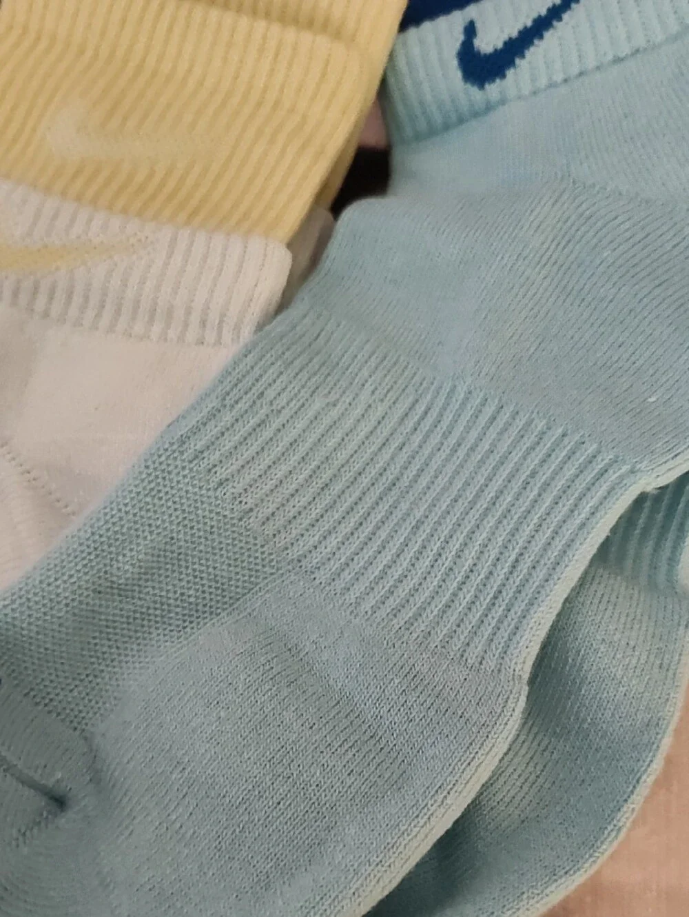 Nike Low-Cut Athletic Socks - Light Blue, Pale Yellow, Olive